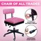 Pink Power Pink Sewing Chair with Wheels and Adjustable Back Support - Hydraulic Armless Sewing Machine Chair for Crafting, Quilting - Room Furniture - Ergonomically Designed Professional Craft Chair